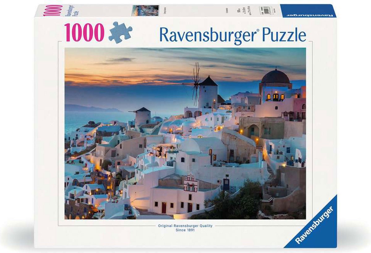 Ravensburger - puzzel legpuzzel santorini avond - 1000 stukjes landschap.