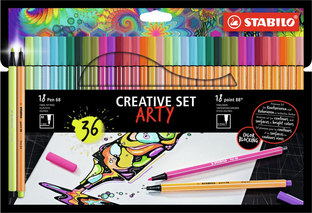 Stabilo arty creative set - set pen 68 point 88 - combi arty etui met 36 stuks