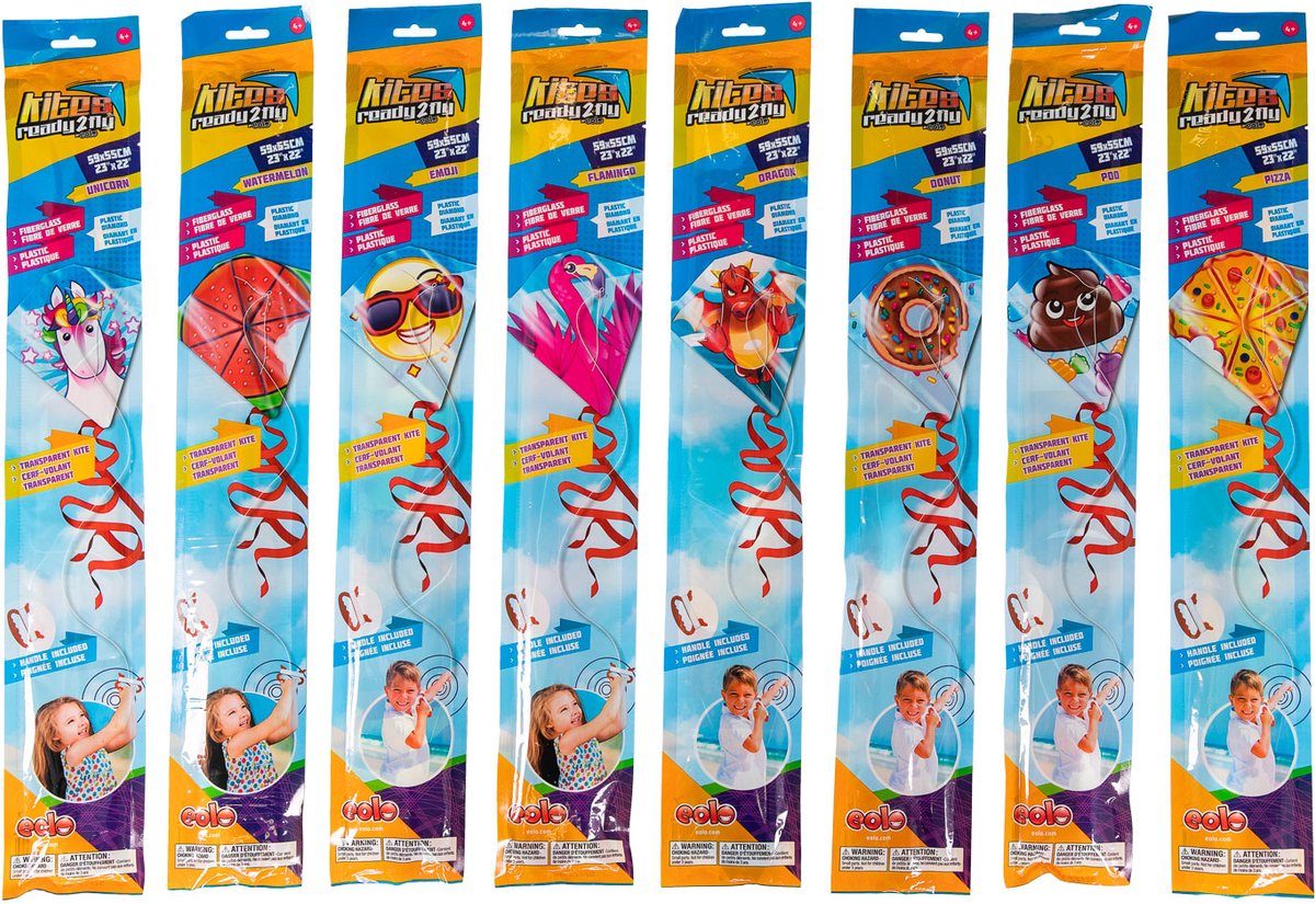 Kites Ready 2 Fly - Kites Ready 2 Fly thema vliegers ruit display 24 stuks