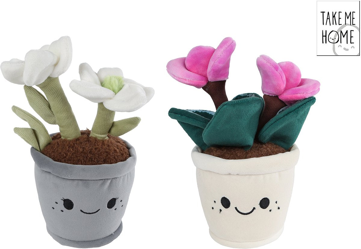 Take Me Home - Take Me Home pluche plant knuffel kerstroos 24cm wit multicolor.