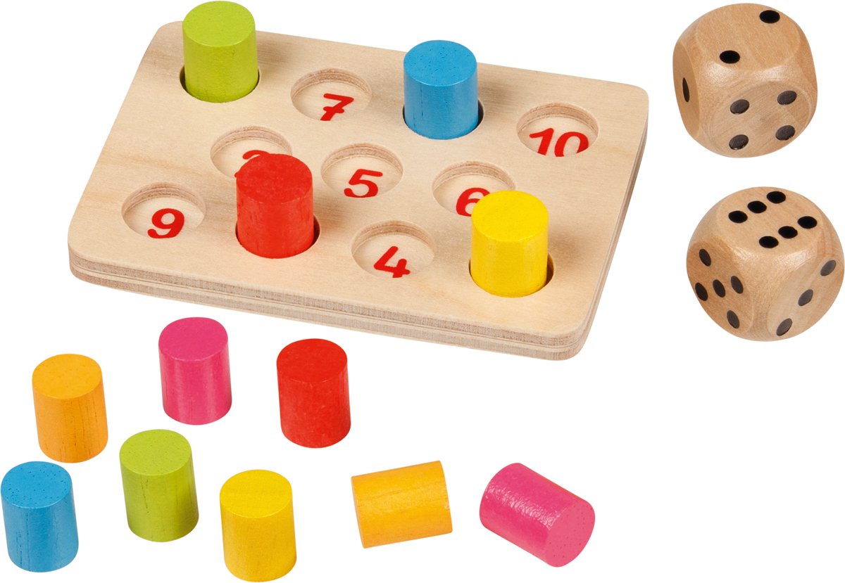 Goki dobbelspel - shut the box mini - 7x5x1,5cm - hout - 6 jaar