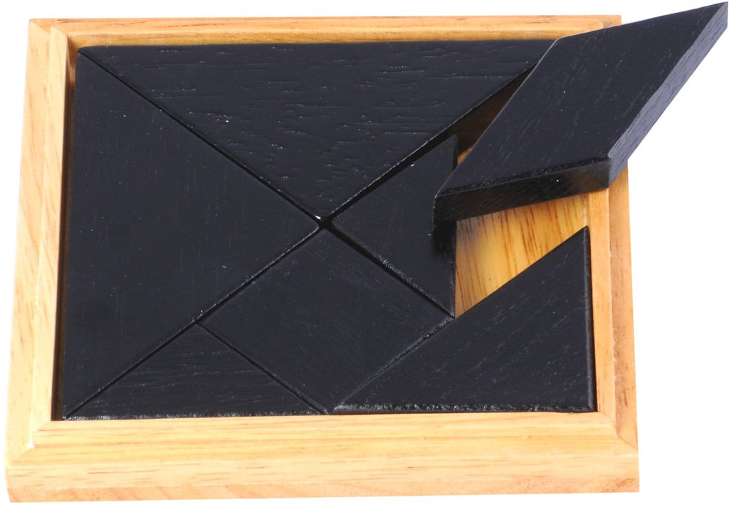 Longfield - Longfield Tangram - blank hout - rubberhout - inclusief voorbeelden en oplossingen - doosje - 13 x 13 cm - engelhart