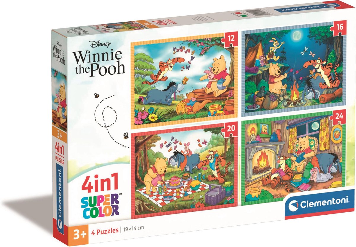 Clementoni - puzzel - 4 puzzels in 1 doos - winnie the pooh - puzzel voor kinderen - vanaf 3 jaar