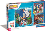 Clementoni - puzzel - 3x48 stukjes - sonic the hedgehog - puzzel voor kinderen - vanaf 5 jaar
