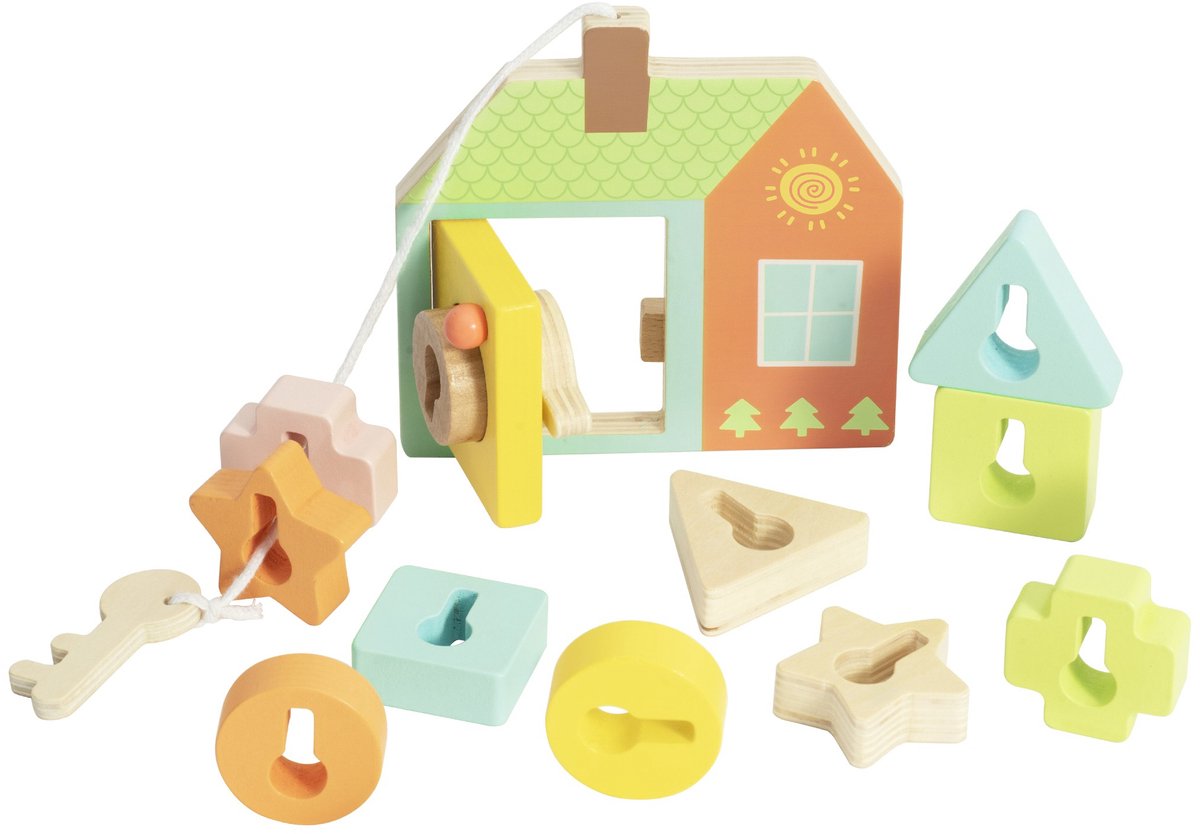 Classic world houten vormenhuis slot spel - educatief speelgoed 11-delig.