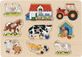 Goki houten noppenpuzzel boerderij, 9st.