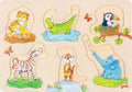 Goki houten achtergrond noppenpuzzel moeder en baby, 6st.