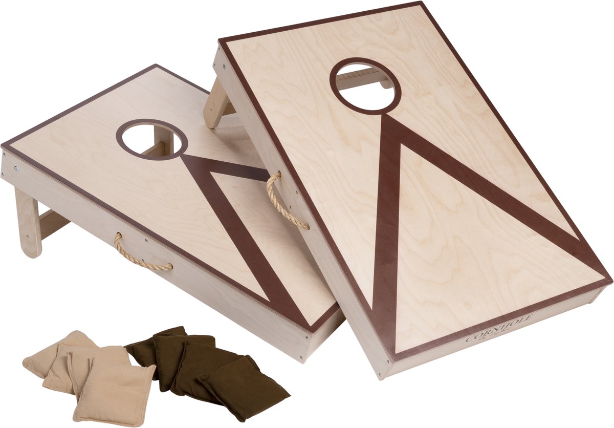 Engelhart - Engelhart Cornhole – dubbel set – 90 x 60 cm – pine/birchwood – inclusief 2 x 4 zakjes en draagtas – outdoor cornhole spel voor gezellig en competitief spel –