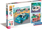 Clementoni legpuzzel super color vierkant hulpdiensten, 3x48st.