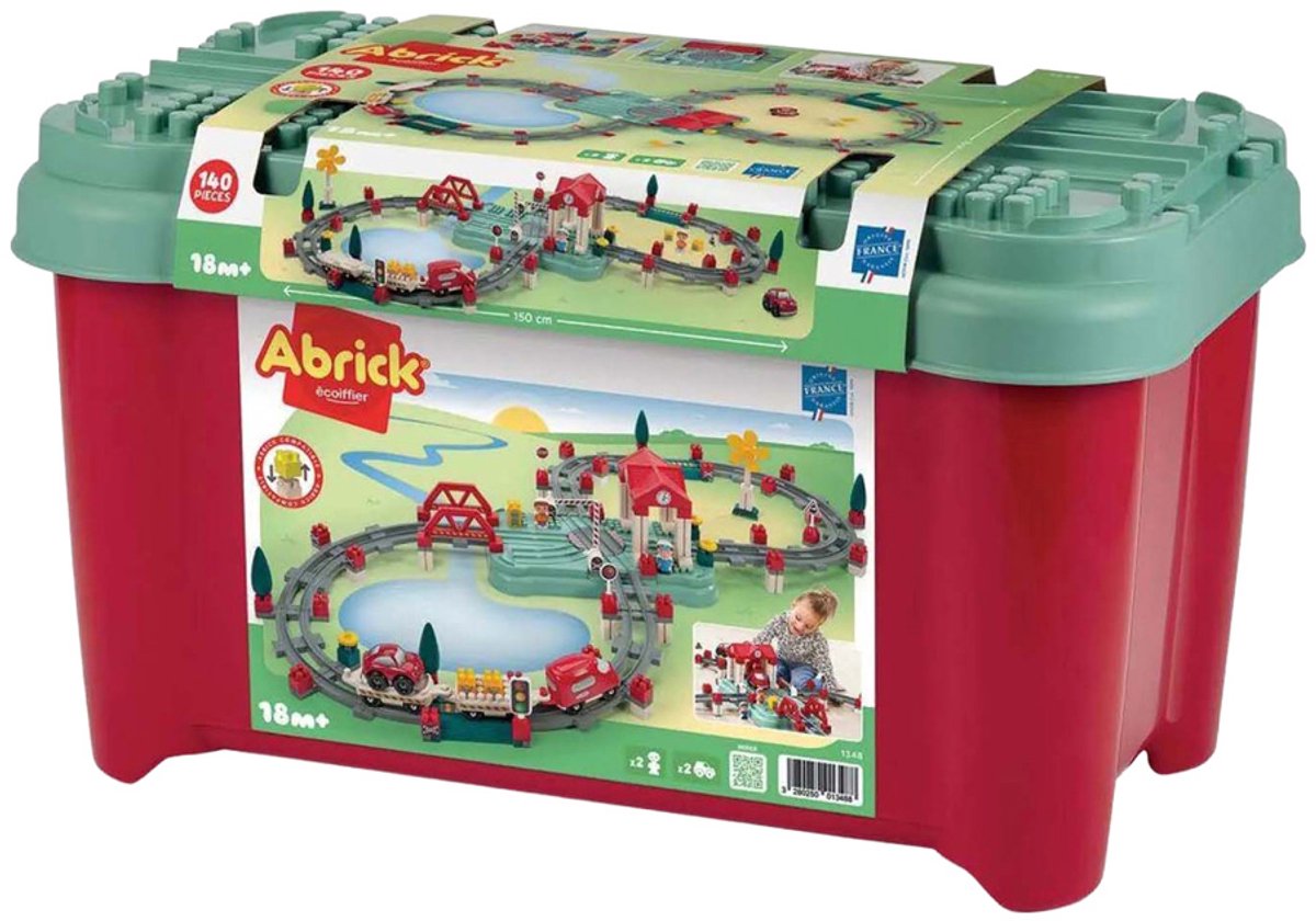 Abrick ecoiffier bouwset treinbaan - station en accessoires - 140dlg.