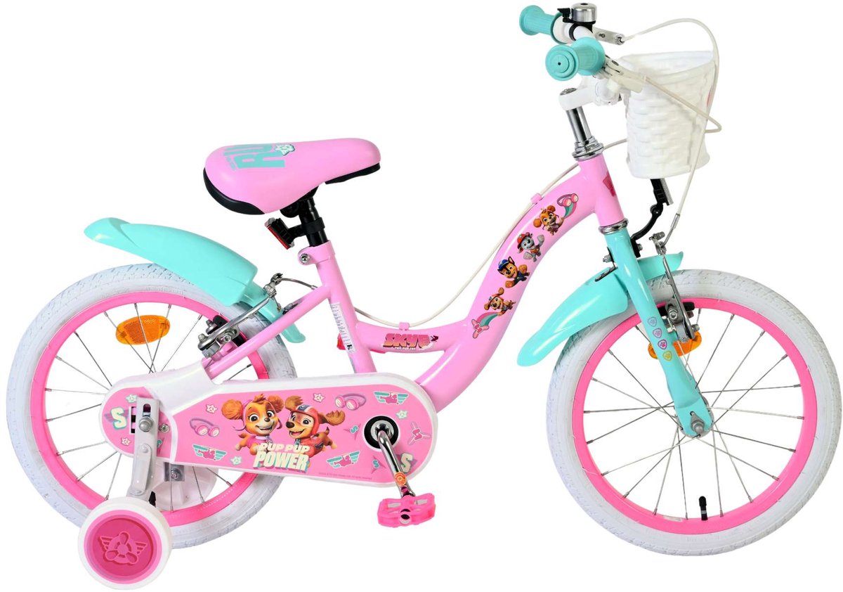 Ngk paw patrol kinderfiets - meisjes - 16 inch - roze - twee handremmen