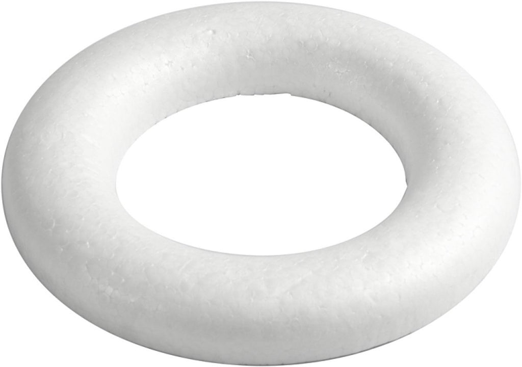 Creativ company styropor ring wit met platte achterkant, 35cm