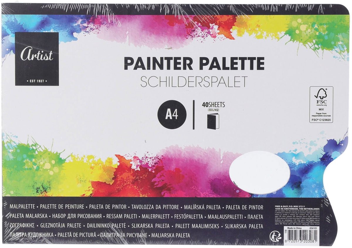 Schilderspalet papier a4, 40 vellen