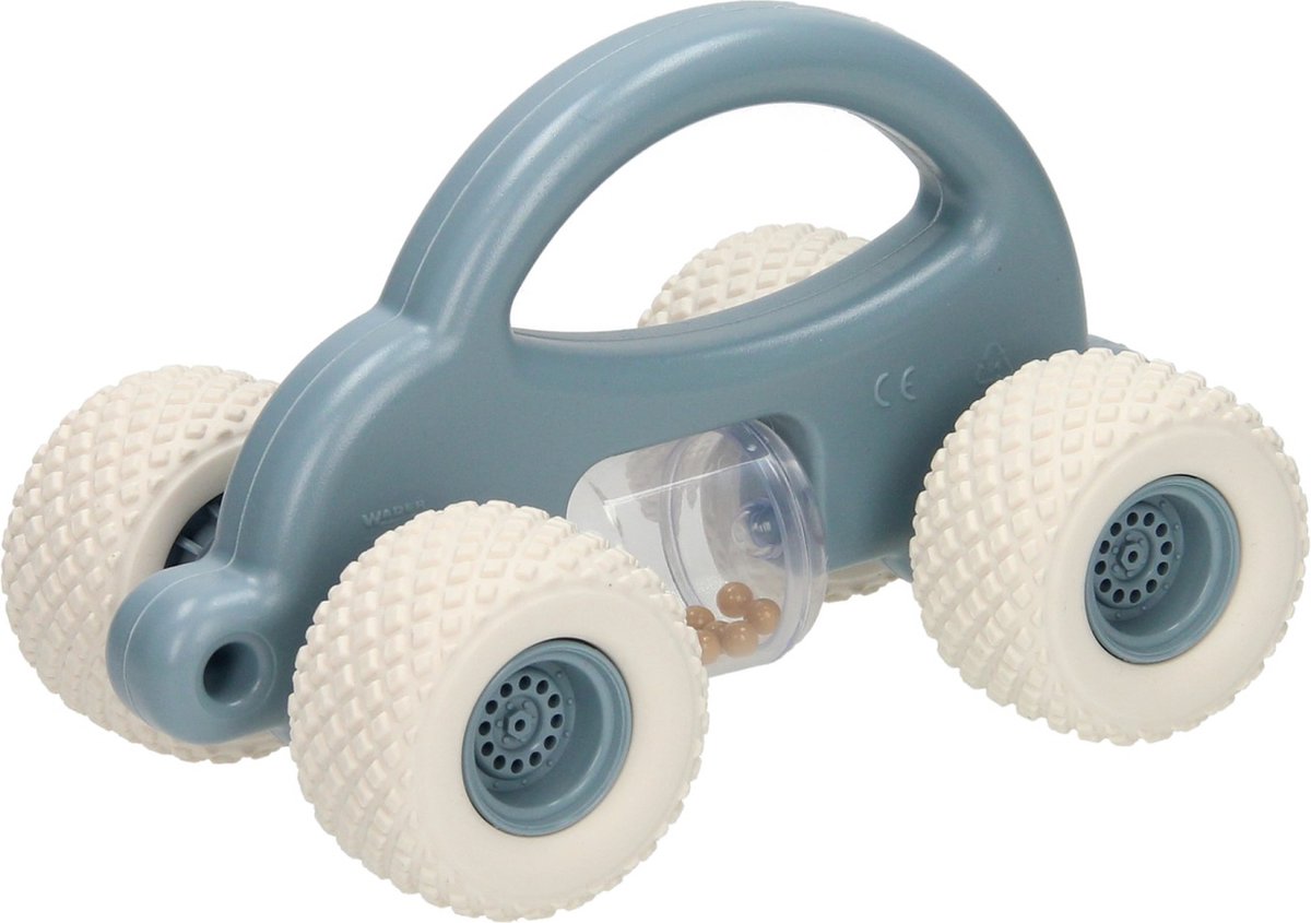 Cavallino - Cavallino Peuter speelgoedauto met rammelaar - pastel blauw