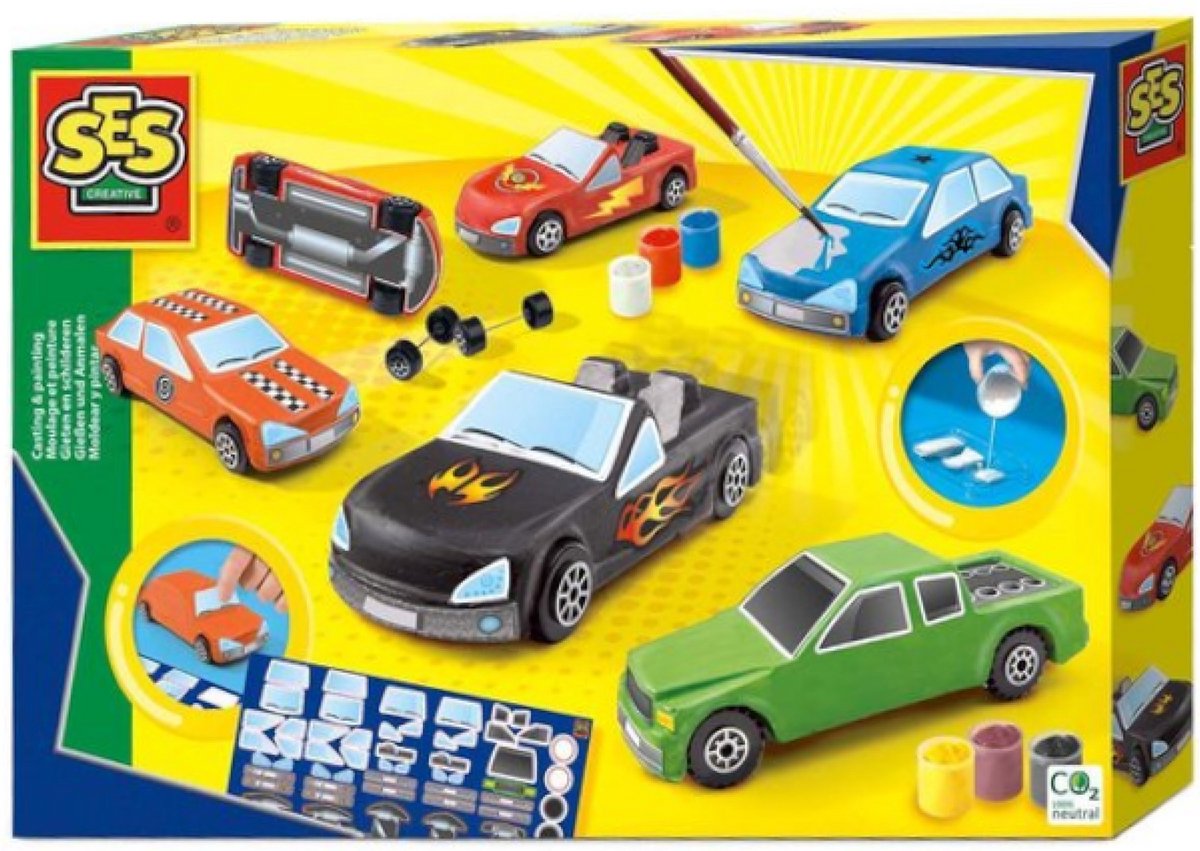 SES Creative - Creative gieten en schilderen - auto's - kinderspeelgoed - knutselen jongens - auto speelgoed - vanaf 5 jaar
