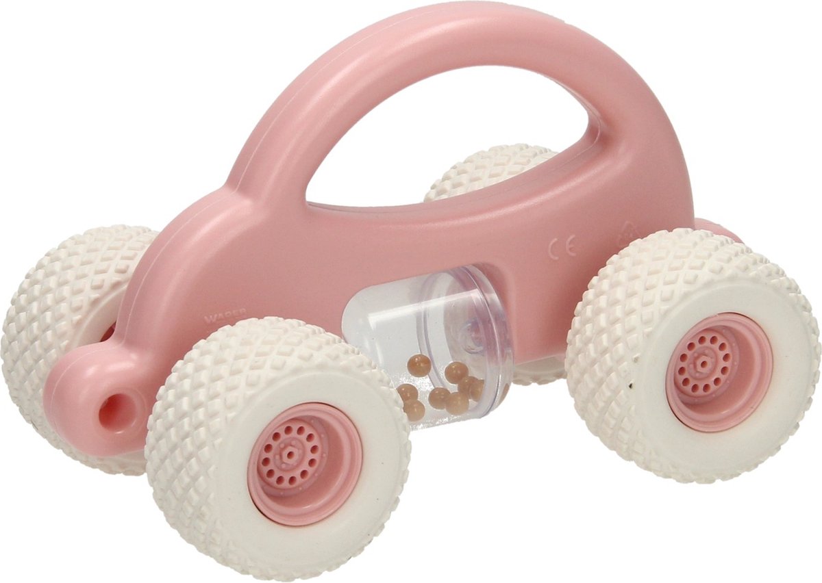 Cavallino - Cavallino Peuter speelgoedauto met rammelaar - pastel roze