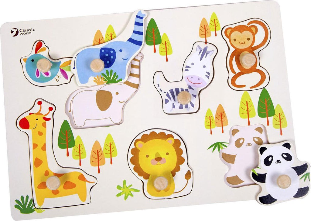 Classic World - houten dierenpuzzel - educatief speelgoed met noppen.