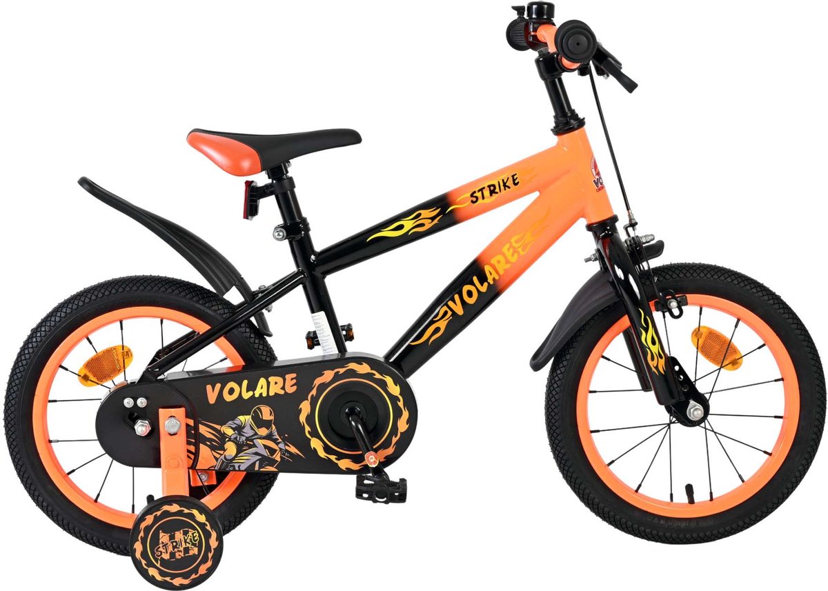 Volare - strike kinderfiets - jongens - 14 inch - zwart oranje