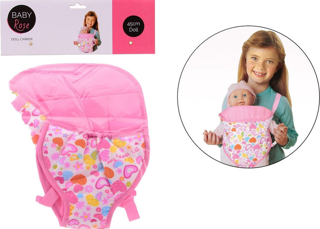 Johntoy - Johntoy Baby rose buikdraagzak voor poppen