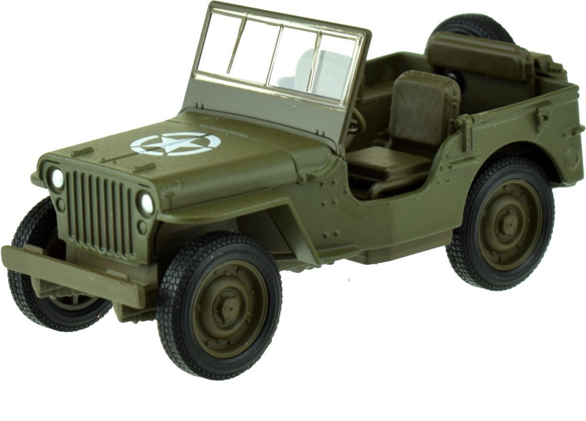 Welly - Welly speelgoed usa army jeep auto - legergroen - die-cast metaal - 11 cm - model willys