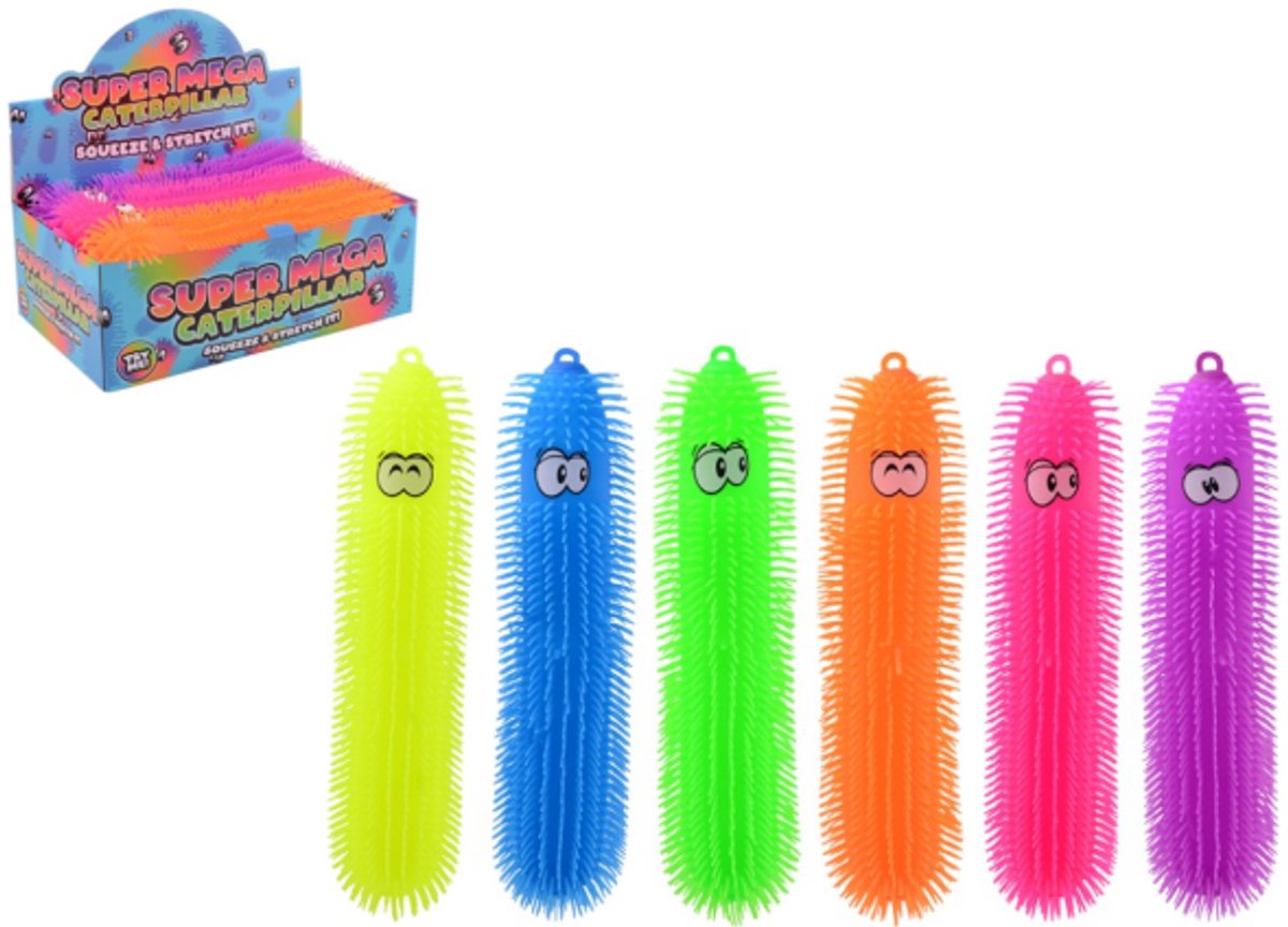 Johntoy - Johntoy fluffy worm fidget speelgoed 50cm multikleur.