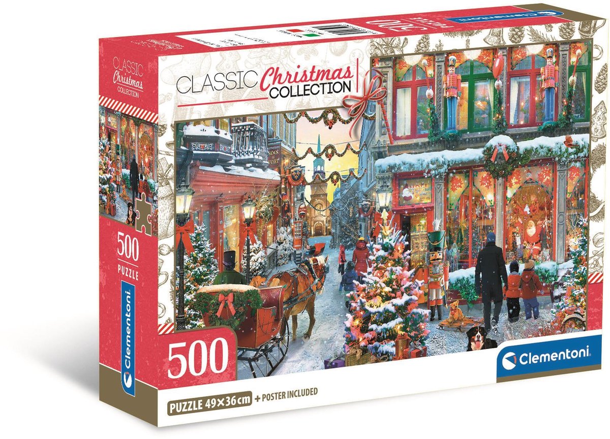 Clementoni - legpuzzel kerst puzzel 500 stukjes besneeuwd dorp poster.