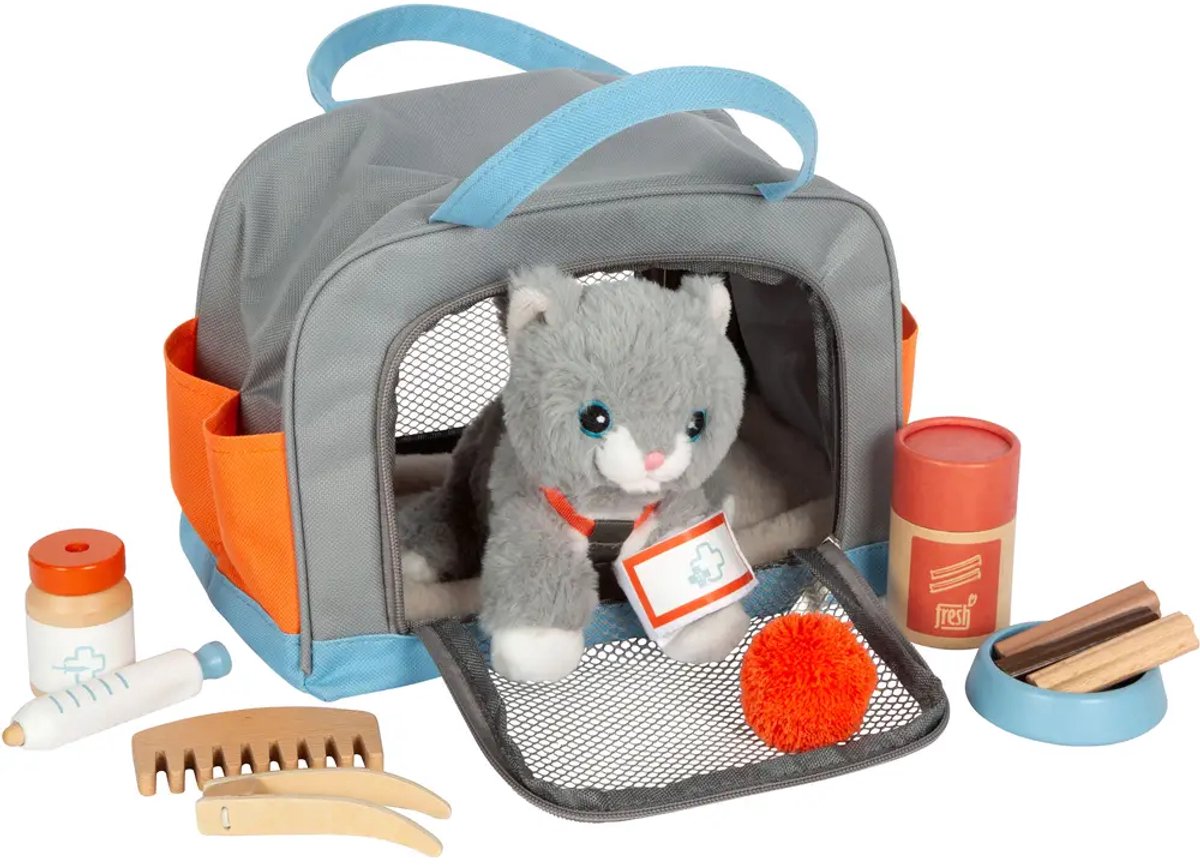 Small foot - knuffel kat met draagtas en verzorgingsset