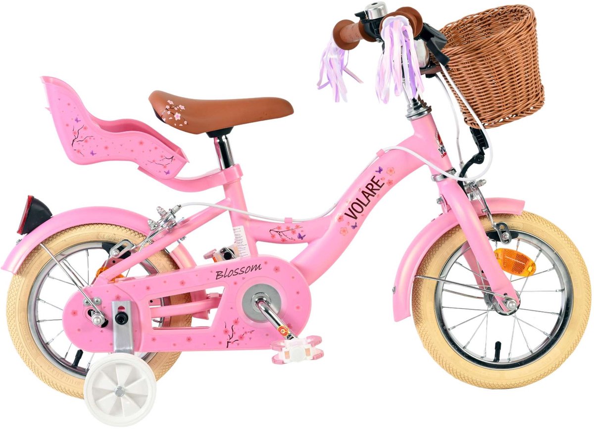 Volare - blossom kinderfiets - meisjes - 12 inch - roze - twee handremmen