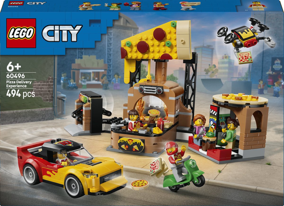 LEGO - city pizzacentrale met voertuigen pizza speelgoed voor kinderen 60496