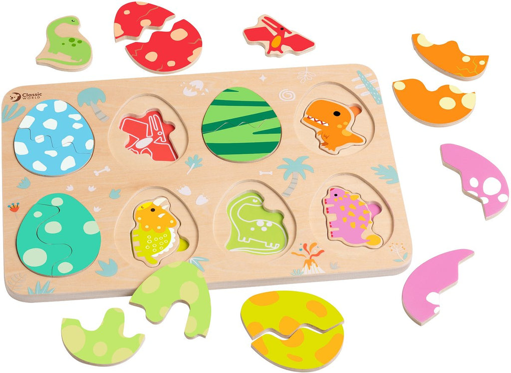 Classic world houten puzzel dinosaurus educatief speelgoed 25 stukjes.