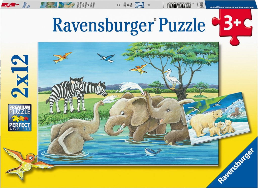 Ravensburger puzzel jonge dieren uit de hele wereld - 2 x 12 stukjes