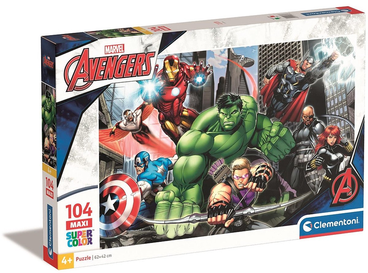 Clementoni legpuzzel super color maxi the avengers, 104st.