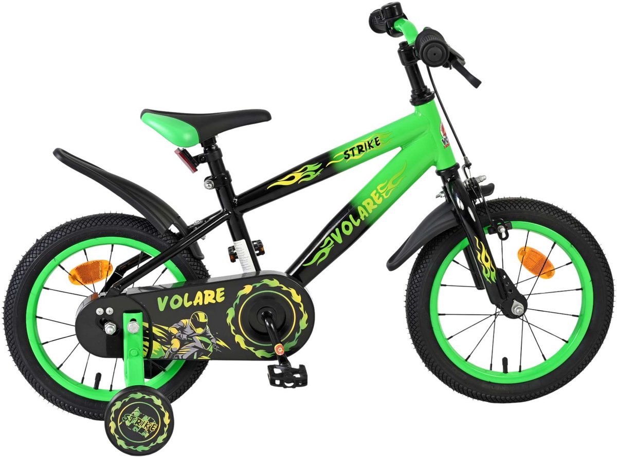 Volare - strike kinderfiets - jongens - 14 inch - zwart groen