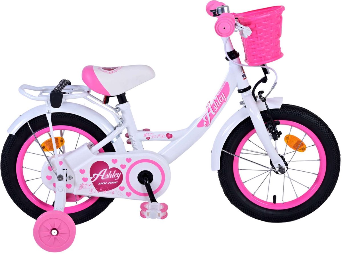 Ashley 14 Pouces 22,5 cm Fille Frein à rétropédalage Blanc/Rose