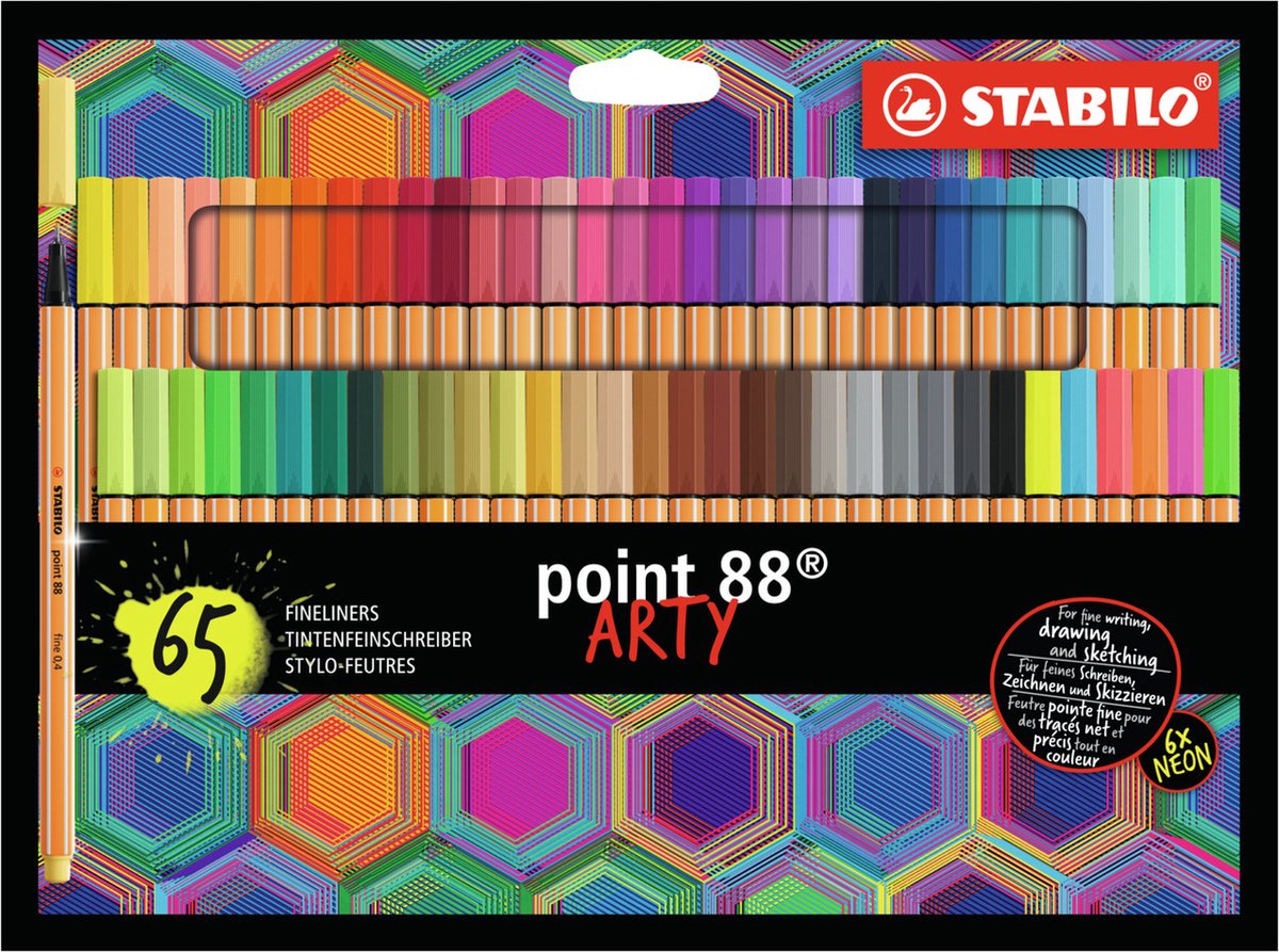 STABILO - STABILO point 88 - premium fineliner - fine 04 mm - set met alle 65 kleuren