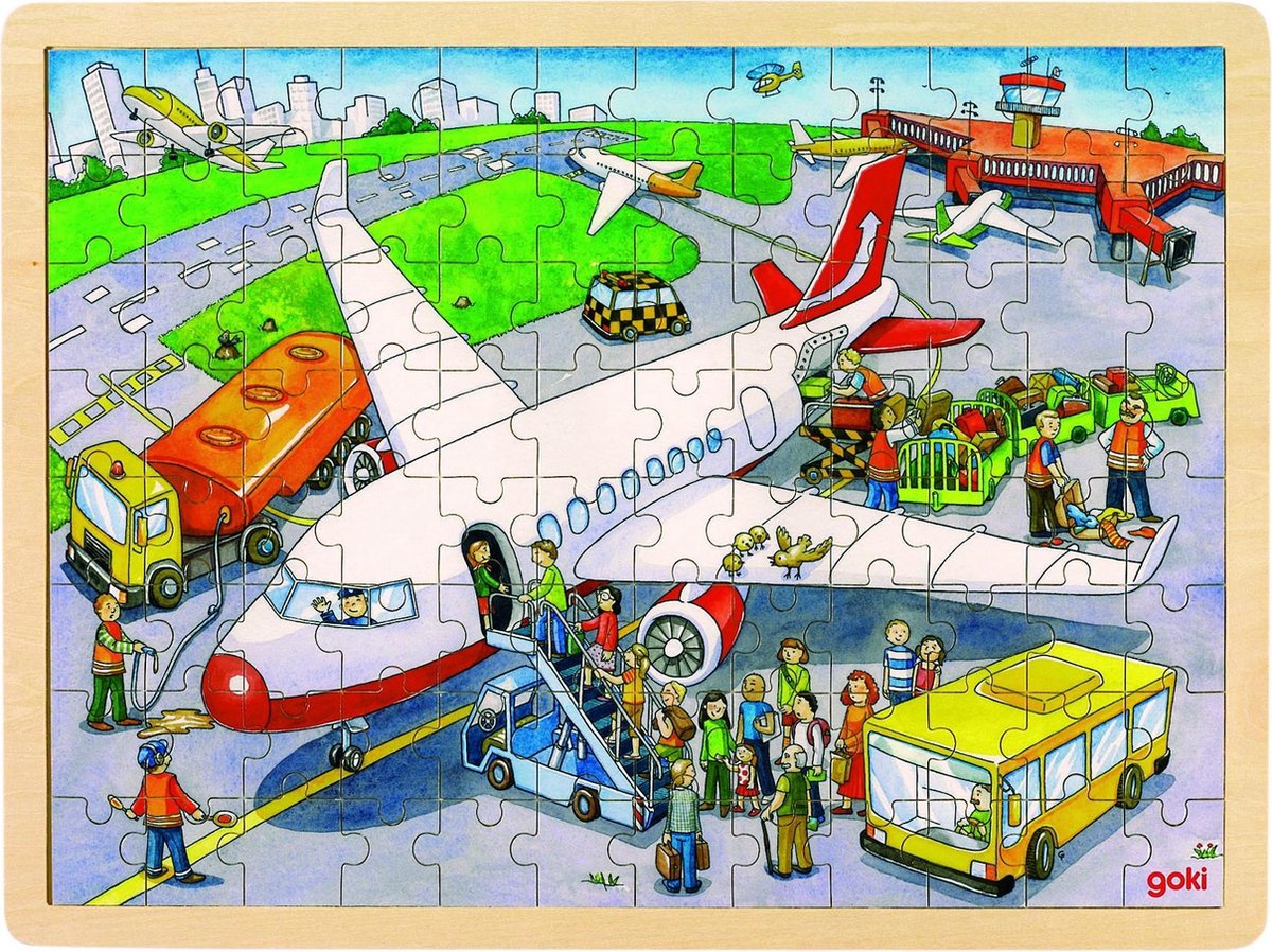 Goki puzzel, op de luchthaven. 96 delig. 3+