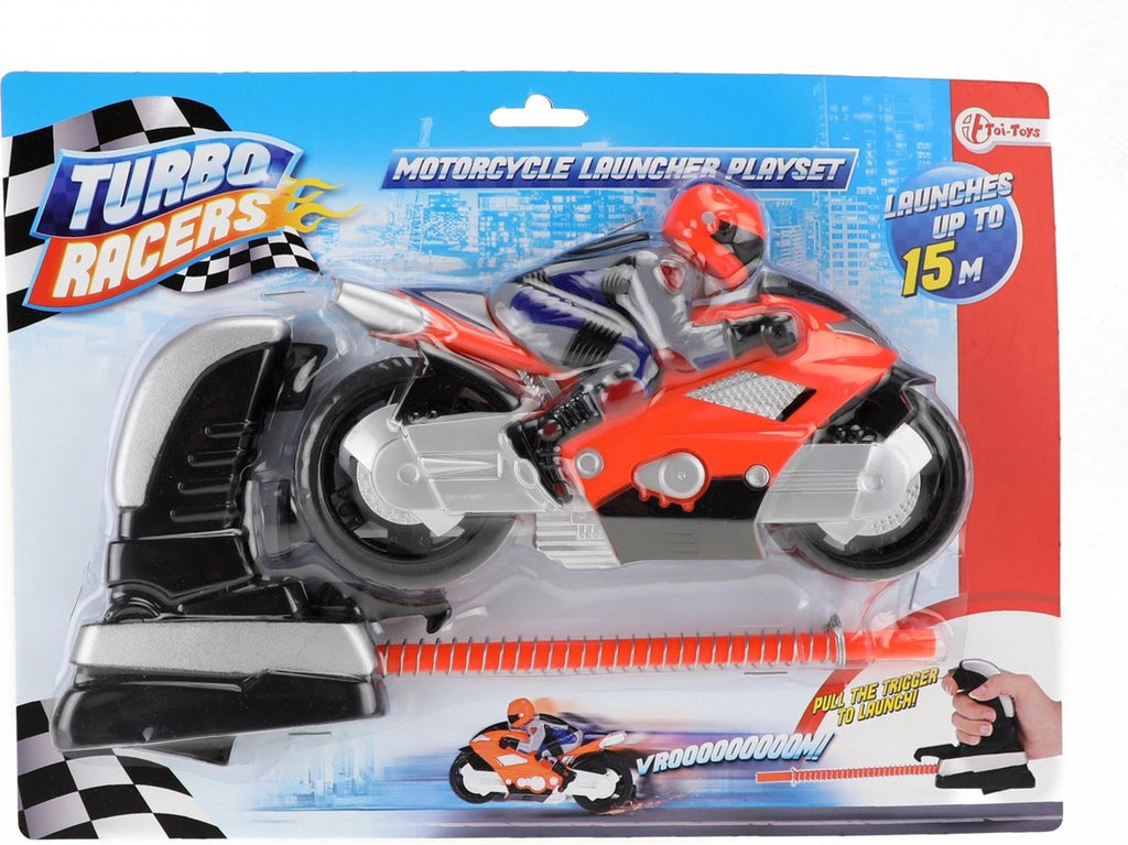 Toi-toys turbo racers rijder op motor met afschieter