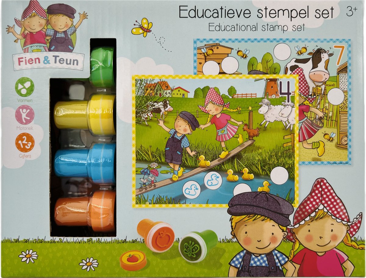 Bambolino - Bambolino Fien & teun creatieve stempelset stempels en gekleurde kaarten - creatief educatief speelgoed - boerderij speelgoed - vanaf 3 jaar - toys