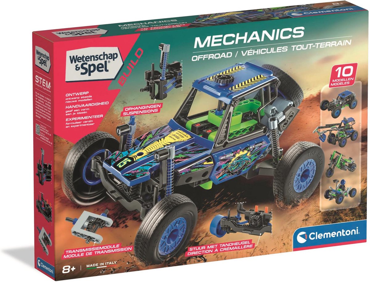 Clementoni - wetenschap en spel - mechanics off road bouwset 10 modellen