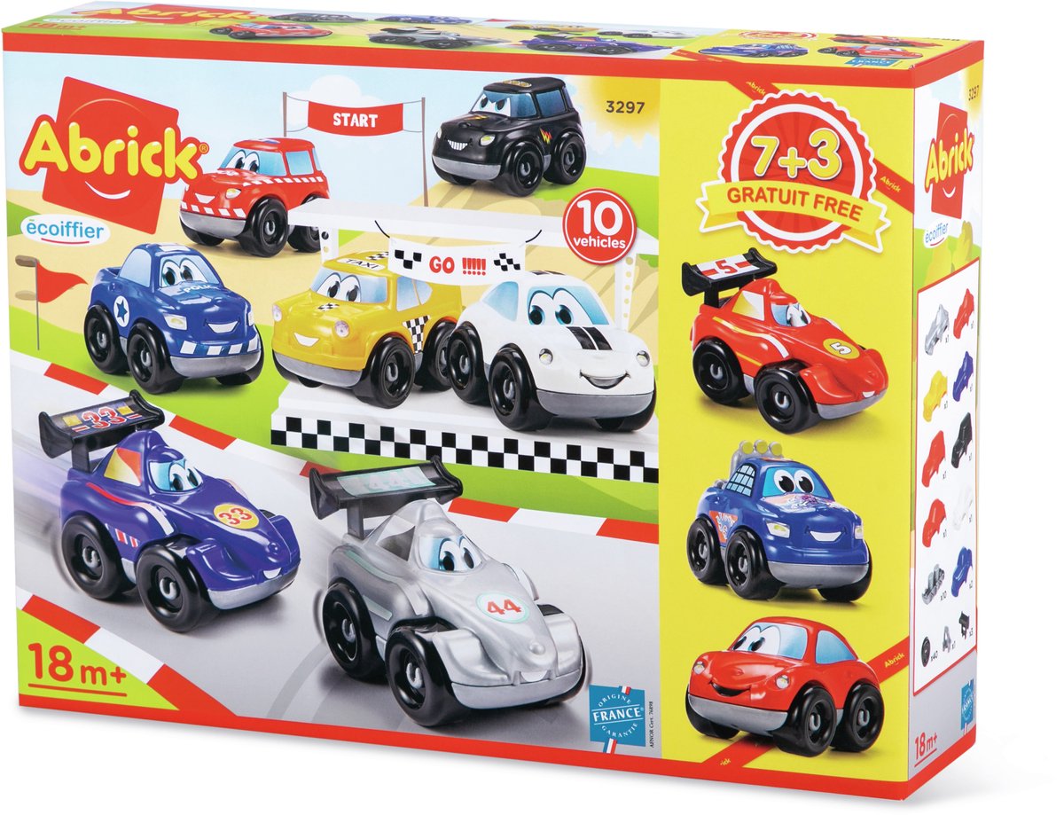 Abrick - racewagens - 10 stuks