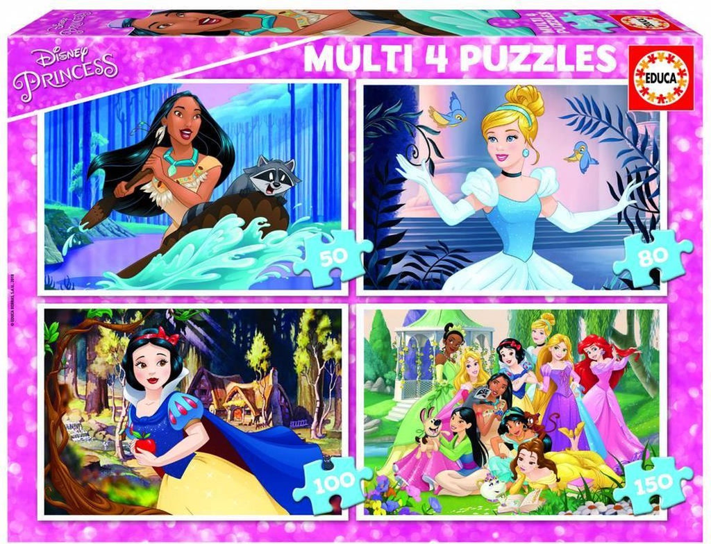 Educa - Educa - puzzel disney prinsessen - 4 puzzels van 50 / 80 / 100 / 150 stukjes