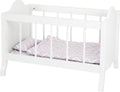 Small foot - houten poppenbed wit met beddengoed strepen, 4dlg.