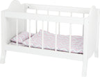 Small foot - houten poppenbed wit met beddengoed strepen, 4dlg.