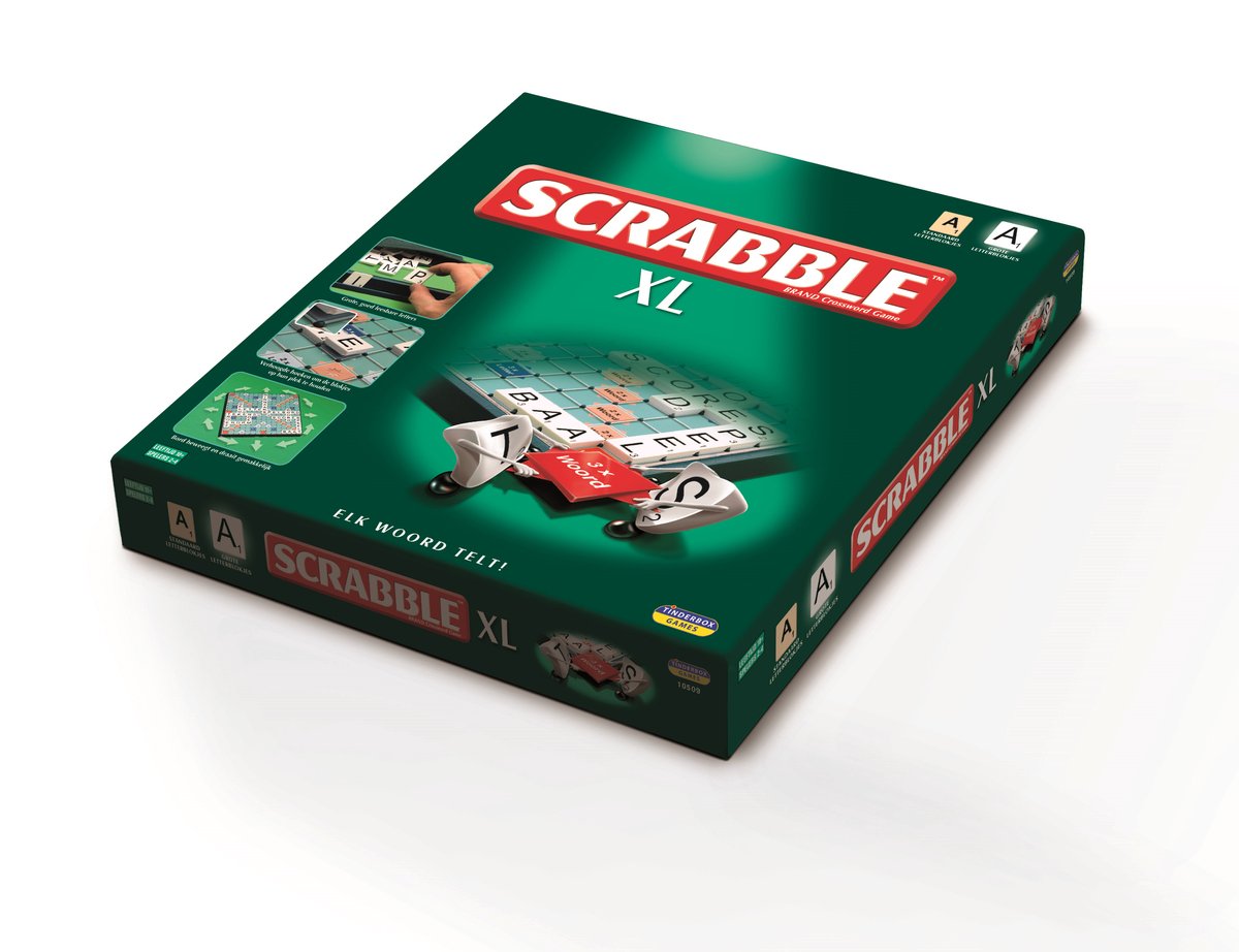 Megableu scrabble xl - het klassieke woordspel in extra groot formaat - bordspel voor de hele familie - 2-4 spelers - grote letters met tilelock-systeem
