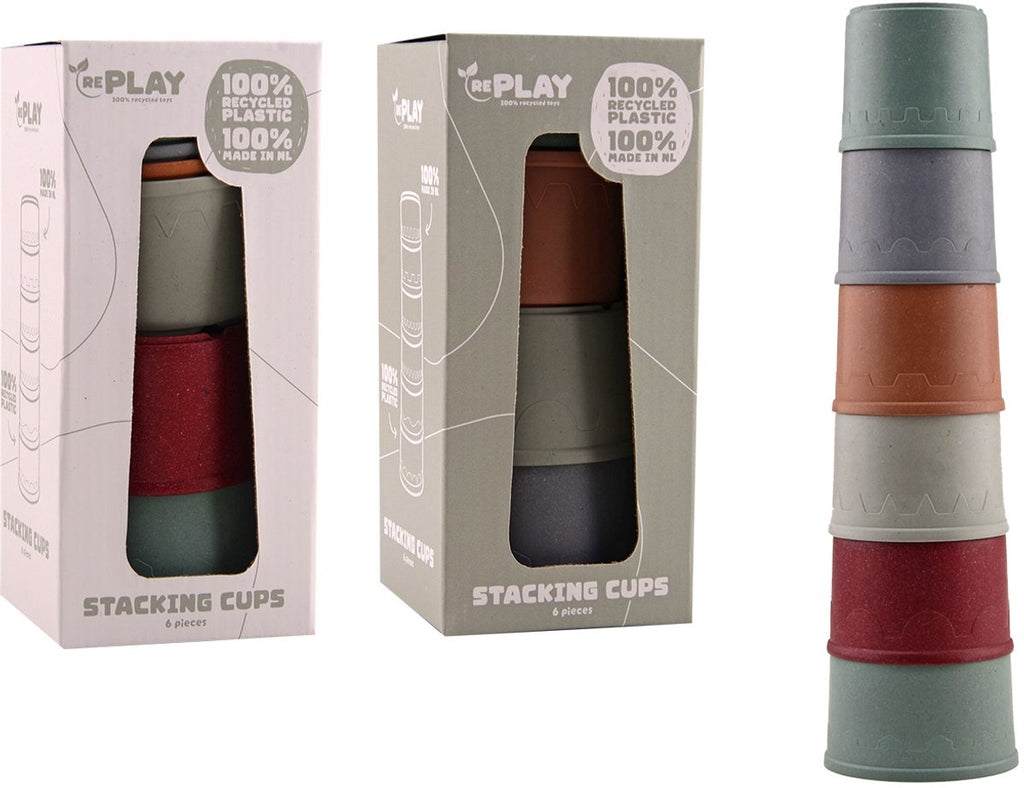 Happy world stapelbekers 100% gerecycled kunststof - 10st.