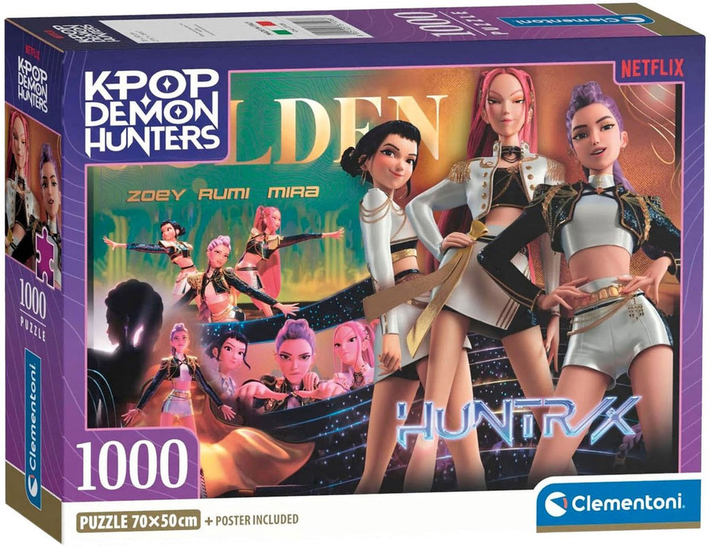Clementoni - K-pop demon hunters puzzel 1000 stukjes van compact - kpop huntrix - k pop legpuzzel hobby cadeau voor kinderen vanaf 6 jaar