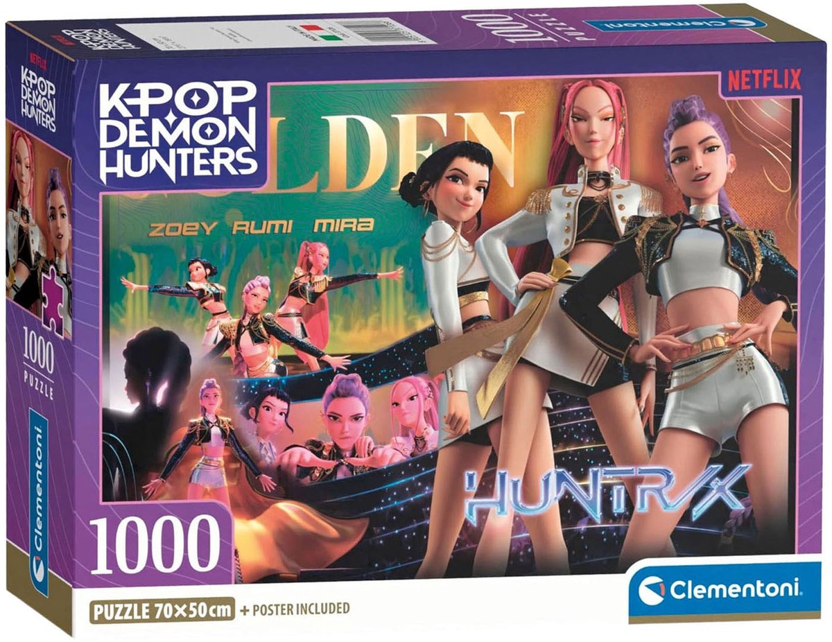 Clementoni - K-pop demon hunters puzzel 1000 stukjes van compact - kpop huntrix - k pop legpuzzel hobby cadeau voor kinderen vanaf 6 jaar