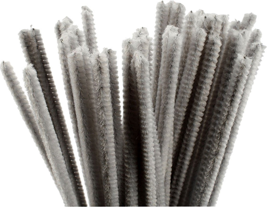 Creativ company creotime chenille draad 50 stuks 30 cm 6 mm grijs
