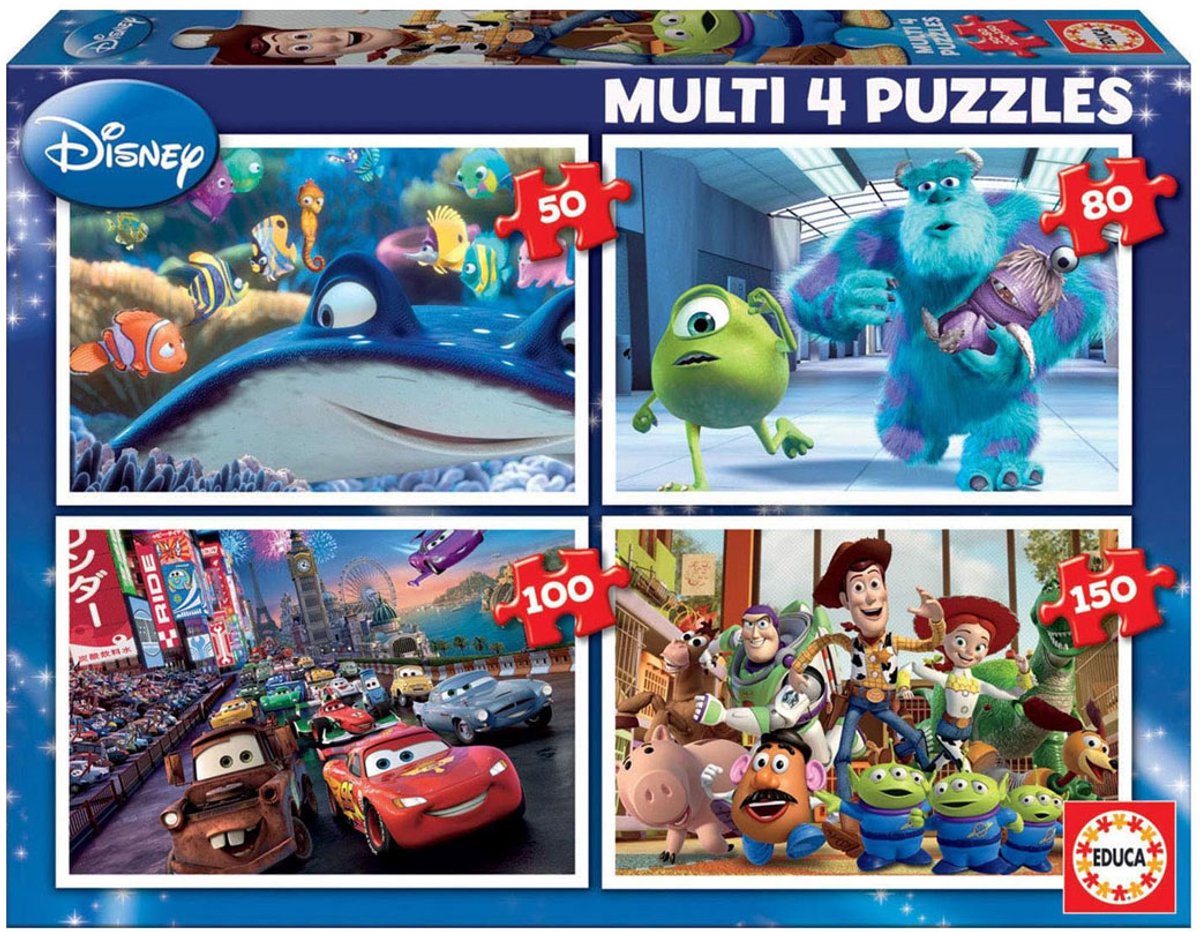 Educa - Educa Pixar legpuzzel 4-in-1 - 50-80-100-150 stuks