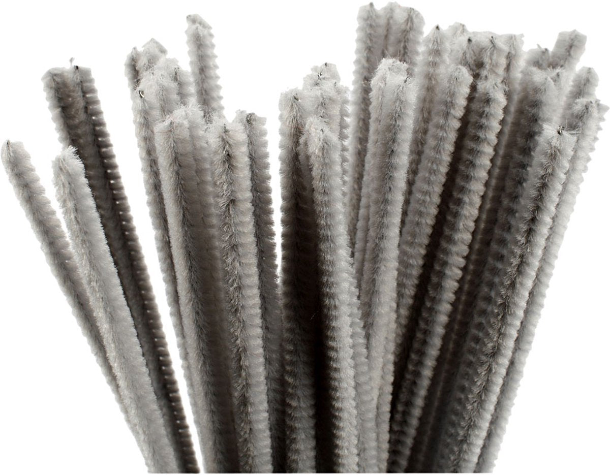 Creativ company chenille grijs 30cm, 50st.